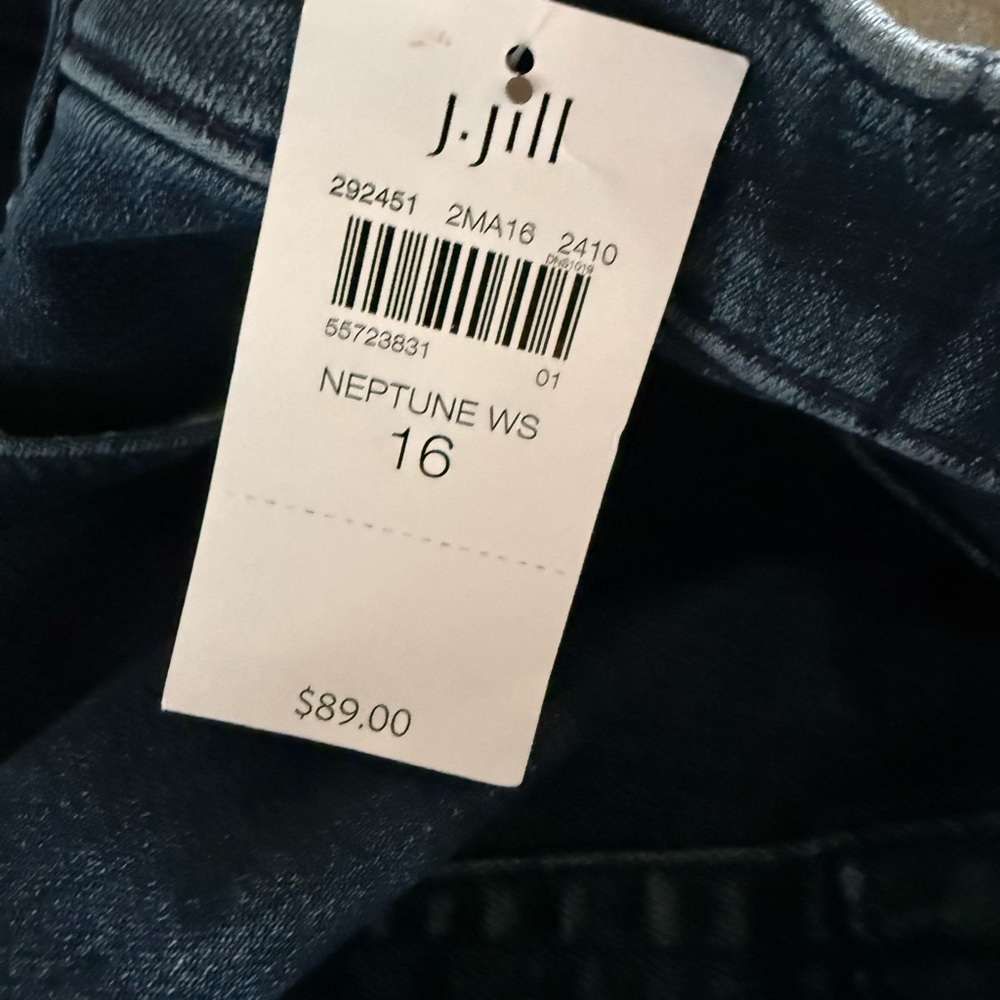 J Jill Women's Jeans Blue Denim Fit Slim Ankle Zip Button Stretch Size 16 - Picture 8 of 10